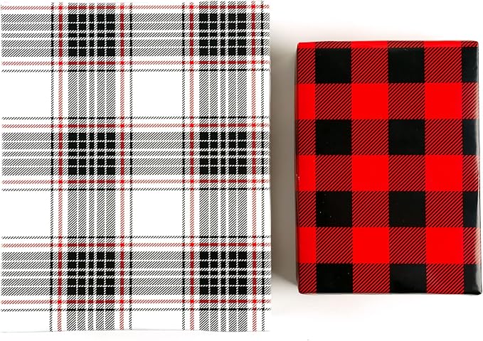 WRAPAHOLIC 30 Inch Jumbo Reversible Plaid Christmas Wrapping Paper - 30 Inch x 33 Feet - Black and Red Plaid Wrapping Paper for Christmas, Birthday, Wedding, Baby Shower, Holiday