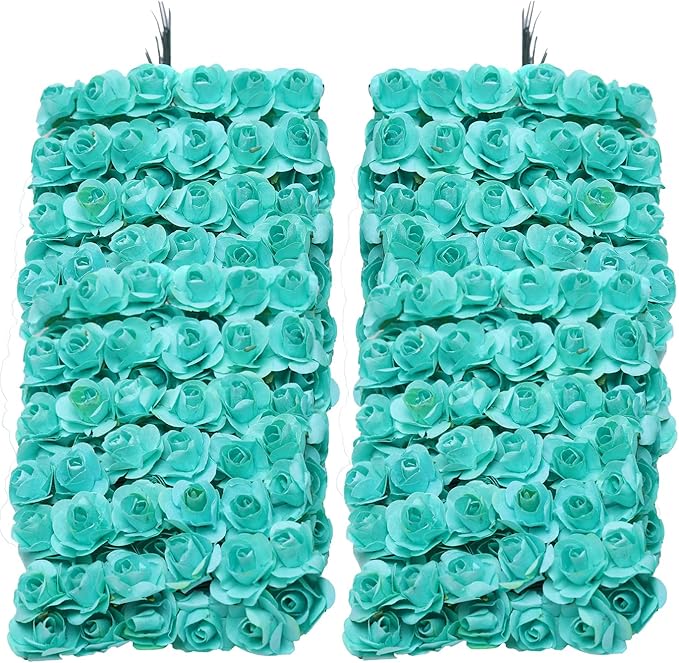144pcs Mulberry Paper Mini Roses Artificial Flowers Heads with Stems for DIY Crafts Accessories Make Bridal Hair Clips Headbands Dress Wedding Bridal Bouquets Party Home Decor Valentine's (Mint Green)