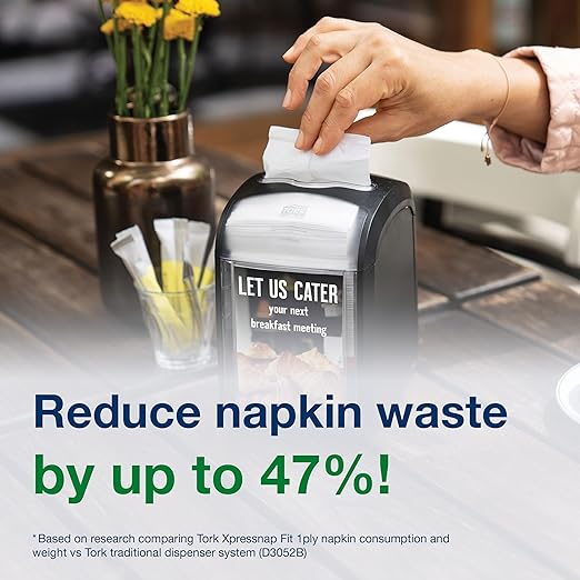 Tork Xpressnap Fit® Counter Napkin Dispenser Black N14, Signature Range, One-at-a-time Dispensing, 5.6" x 4.8" x 12.8", 7432000