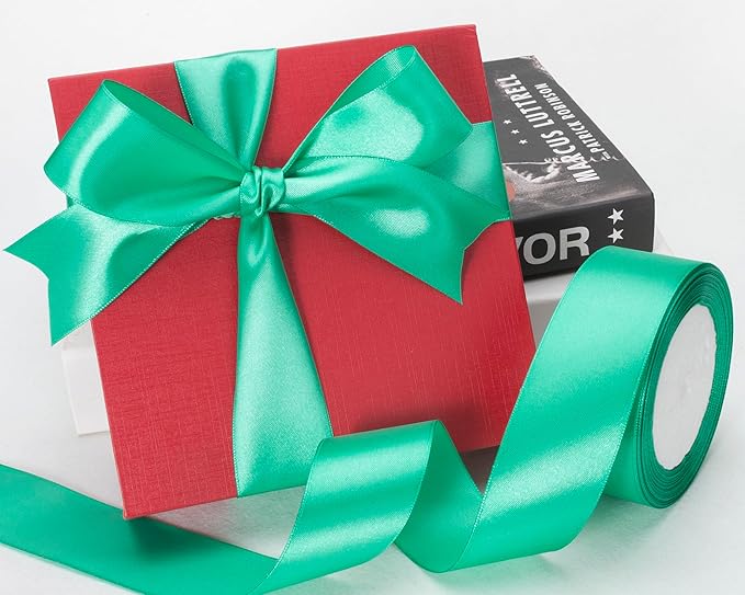 ATRBB 25 Yards 1-1/2 inch Wide Satin Ribbon Perfect for Wedding,Handmade Bows and Gift Wrapping(Jungle Green)