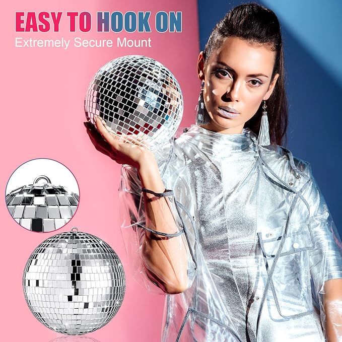 65 Pcs Disco Balls Decorations Assorted Size Disco Ball Ornament Reflective Hanging Mirror Ball Mini Large Silver Balls for Christmas Party Wedding Dance Ballroom Stage(6/3.2/2/ 1.2 in)