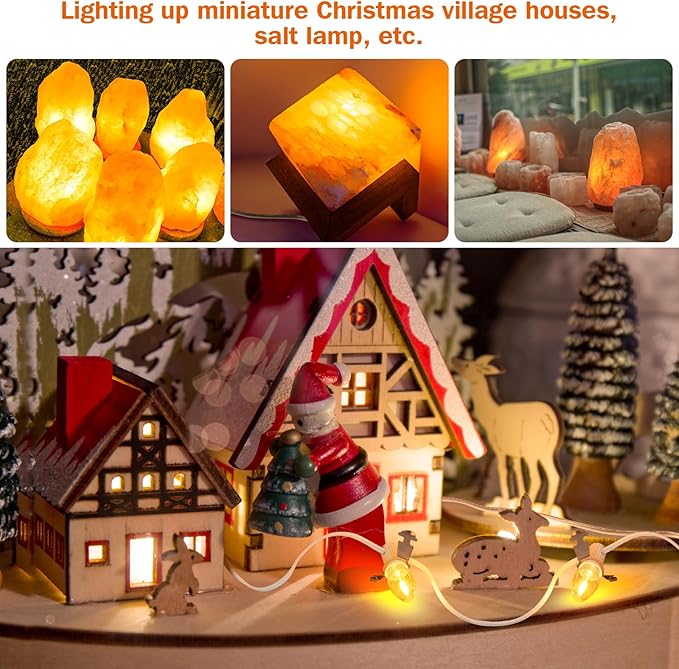 LaWana Christmas Village Lights with 5 LED Warm-White Bulb,Decoration for Christmas Village Houses,C7 Village Light Cord