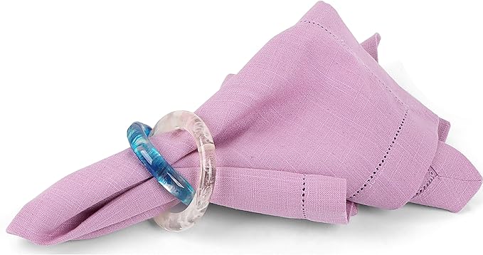 Set of 8 Epoxy Resin Napkin Ring - Interlocked Handmade Farmhouse Table Decor for Dining, Weddings, Holidays - Durable Elegant Napkin Holders for Special Occasion Blue Opaque - CLEENTABLE