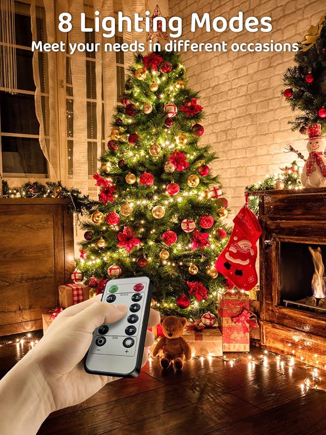 Super Long 344FT Outdoor String Lights, Warm White Fairy Light, Christmas Lights 1000 LED Waterproof 8 Modes for Patio Bedroom Holiday Party Christmas Tree Wedding Garden