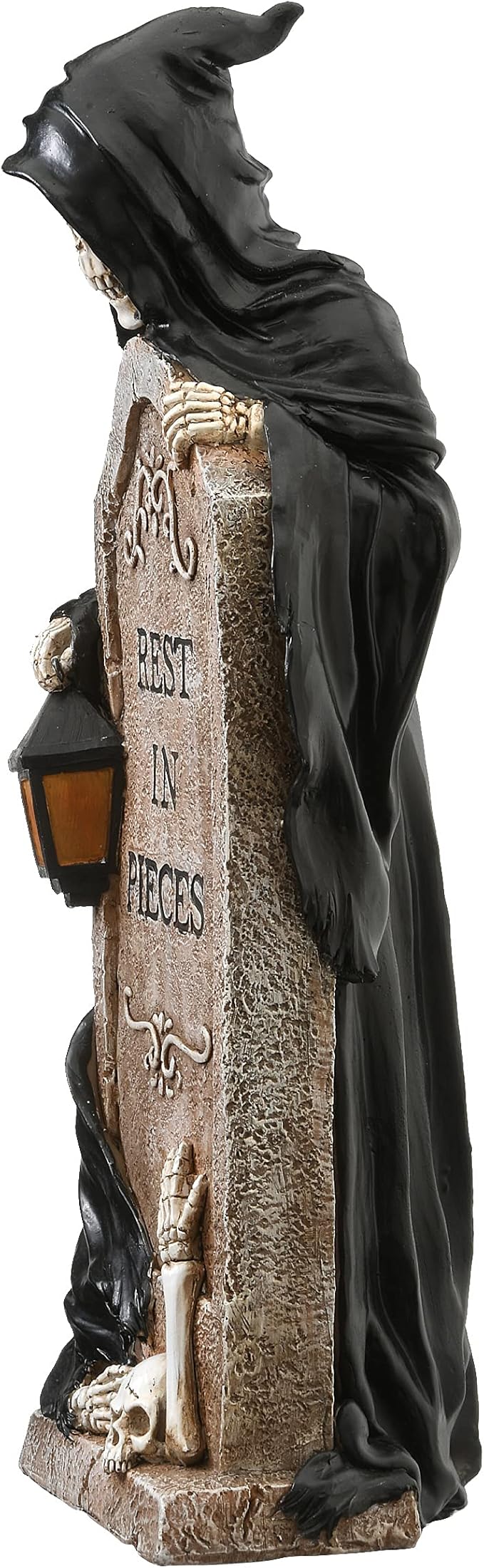 National Tree Company Skeleton Grim Reaper Standing with a Gravestone Decoration, Halloween Collection, 16 Inches