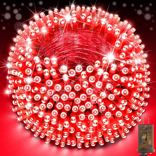 SAUIRS 403FT 1000 LED Christmas Lights Outdoor String Lights with 8 Modes Timer Waterproof Fairy Light Plug in for Outside Indoor Party Xmas Palm Tree Yard Wedding Decorations(Red)