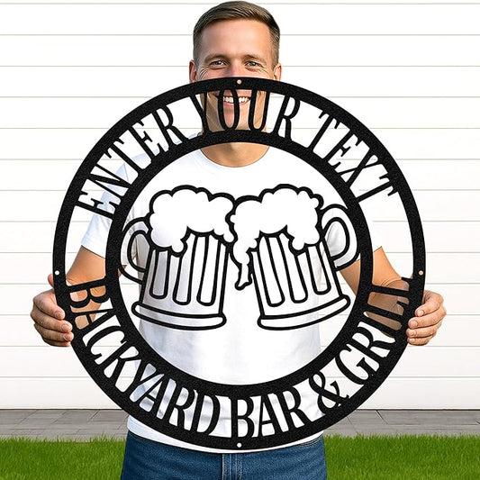 Custom BBQ Grill Metal Sign Personalized Name Wall Art for Outdoor Barbecue Patio Kitchen Backyard Decor Gift for Dad Husband Men Papa Grandpa Father Grilling Enthusiasts Family Lover Funny Gifts 03
