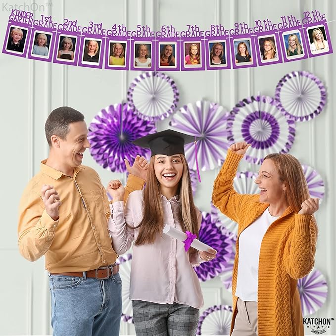 KatchOn, K-12 Grad Photo Banner 5x7 - Large, 10 Feet | Congrats Grad Banner, Purple Graduation Decorations Class of 2025 | Grad Picture Display, Graduation Decorations 2025