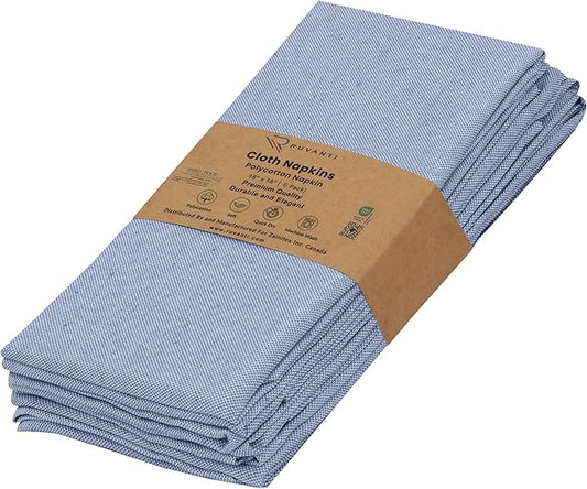 Ruvanti Cloth Napkins Set of 6, 18x18 Reusable Napkins Cloth Washable, Soft & Durable Table Napkin, Poly Cotton Fabric Dinner Napkins for Parties, Christmas, Thanksgiving, Weddings - Midnight Blue