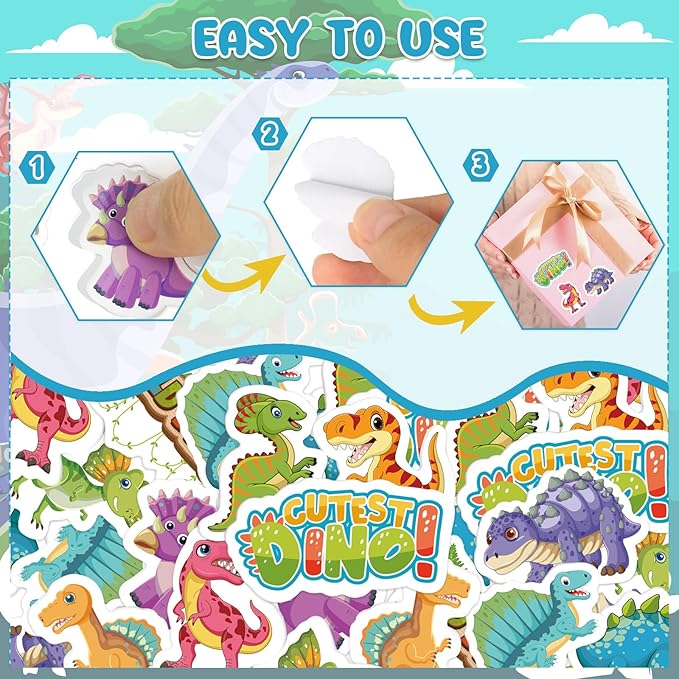 300Pcs Dinosaur Foam Stickers, Cute Self-Adhesive Dino Stickers Dinosaur Theme Decals Sticker Decorations for Home Classroom DIY Arts Crafts Dino Theme Party Favors Decor