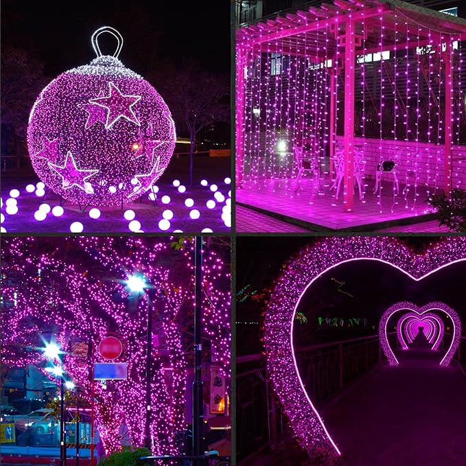 LAMPHOME Pink Christmas String Lights, 50 LED 25 Feet Mini Valentine's Light,Waterproof Pink Lights for Indoor Valentine's Day Garland Wedding Party Festival Xmas Tree Decoration,Commercial Grade