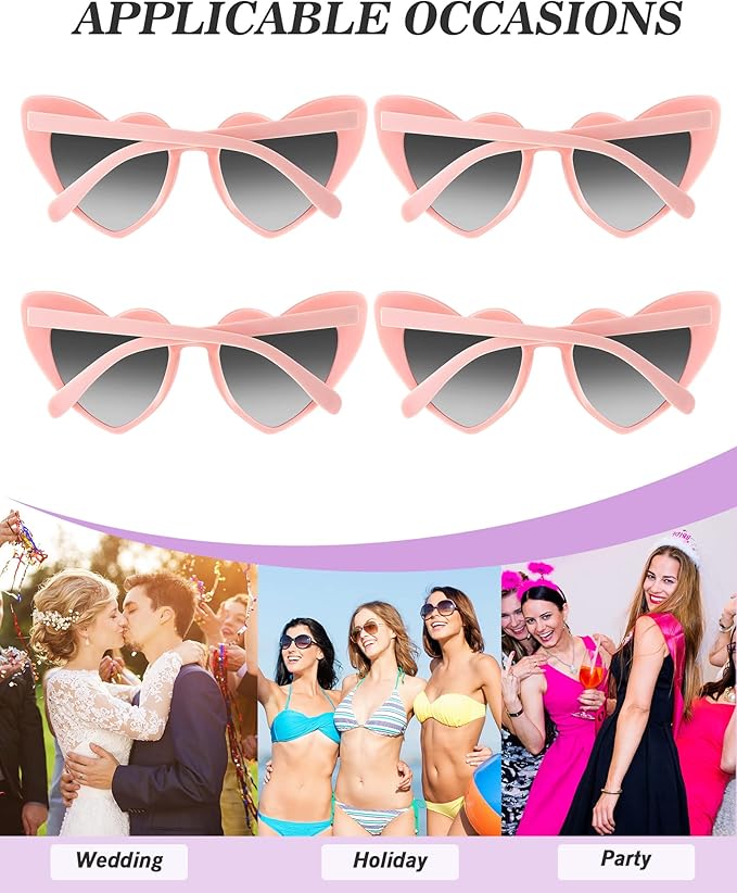 Flutesan 15 Pairs Heart Shaped Sunglasses Vintage Cat Eye Sunglasses for Bachelorette Party Supplies