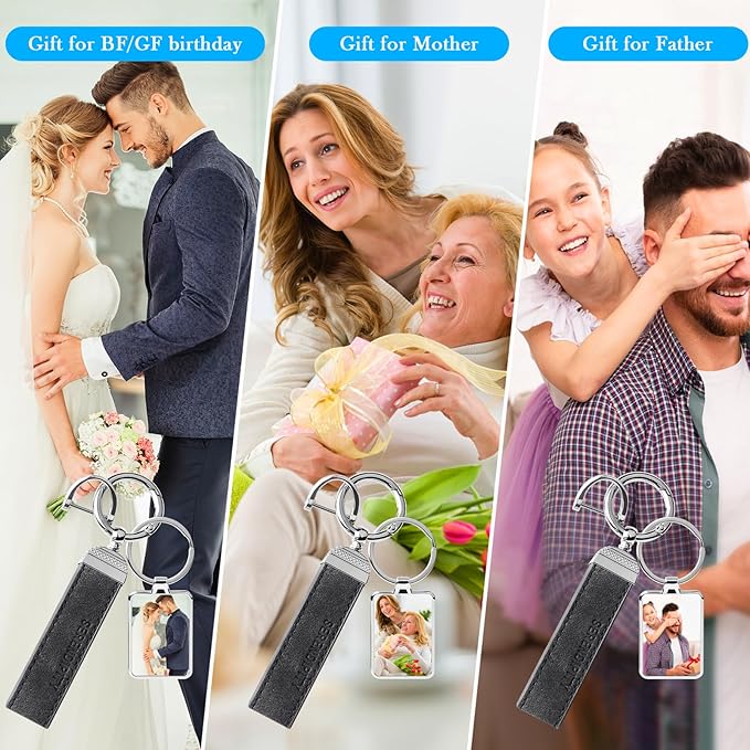 Double Side Custom Keychain with Picture Personalized Engraving Photo Text Customized Gifts for Men Women