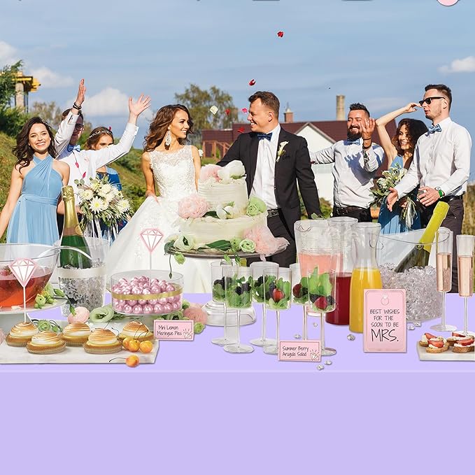 WNINK 6 Pack Light Purple Rectangular Plastic Tablecloths, Pastel Purple Disposable Table Covers 54" x 108" for Birthday, BBQ, Bridal Shower, Engagement Wedding, Picnic Parties and 8 ft Table Use