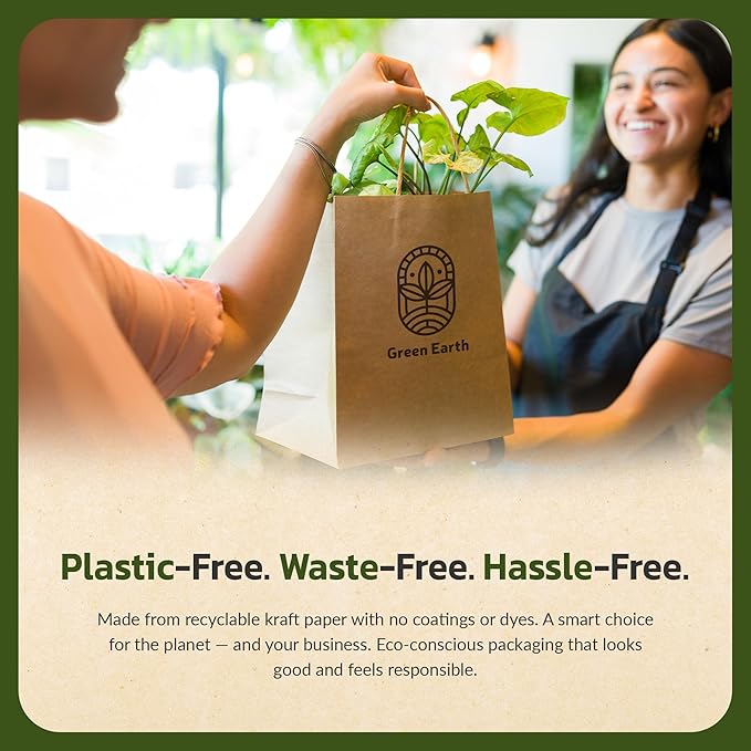 EKOBAGS Granvia | 10x7x12 inches | 25-Pack Kraft Paper Gift Bags with Handles | 115 GSM Brown Paper Bags for Small Business, Shopping & Party Favors | Recyclable | Holds up to 13.8L/8 lbs