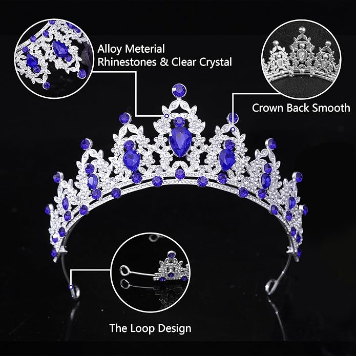 Kamirola - Queen Crown and Tiaras Princess Crown for Women and Girls Crystal Headbands for Bridal, Princess for Wedding and Party（01）