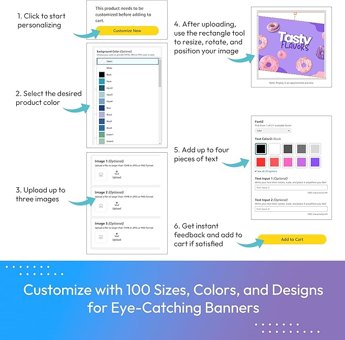 Custom Vinyl Banner Personalized HD Printing for Indoor/Outdoor - Perfect for Business Events, Graduation, Birthdays, and Parties - 1 or 2-sided Print, Grommets/Pole Pockets, Reinforced Edge - 4x4ft