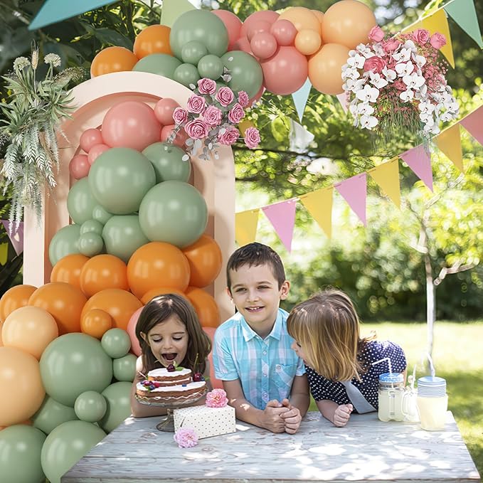 Sage Green and Pink Balloons Arch Retro Dusty Pink Olive Green Burnt Orange Beige Balloons Garland for Boho Thanksgiving Fall Autumn Baby Shower Fairy Floral Jungle Safari Birthday Party Decor