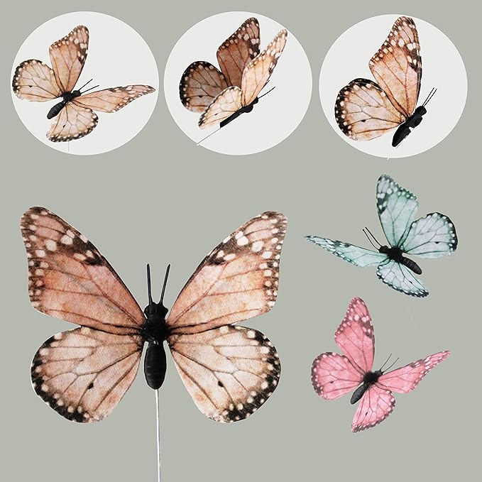 ConetoRosa Butterfly Wall Decor 12PCS 2Sizes, 3D Butterfly Decor Fake Butterfly Wall Butterfly Decorations for Home Room Bedroom Nursery Decor, 3D butterflies for Wedding Christmas Brithday (Retro)