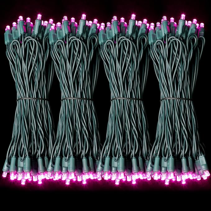 LAMPHOME Pink Christmas String Lights, 50 LED 25 Feet Mini Valentine's Light,Waterproof Pink Lights for Indoor Valentine's Day Garland Wedding Party Festival Xmas Tree Decoration,Commercial Grade