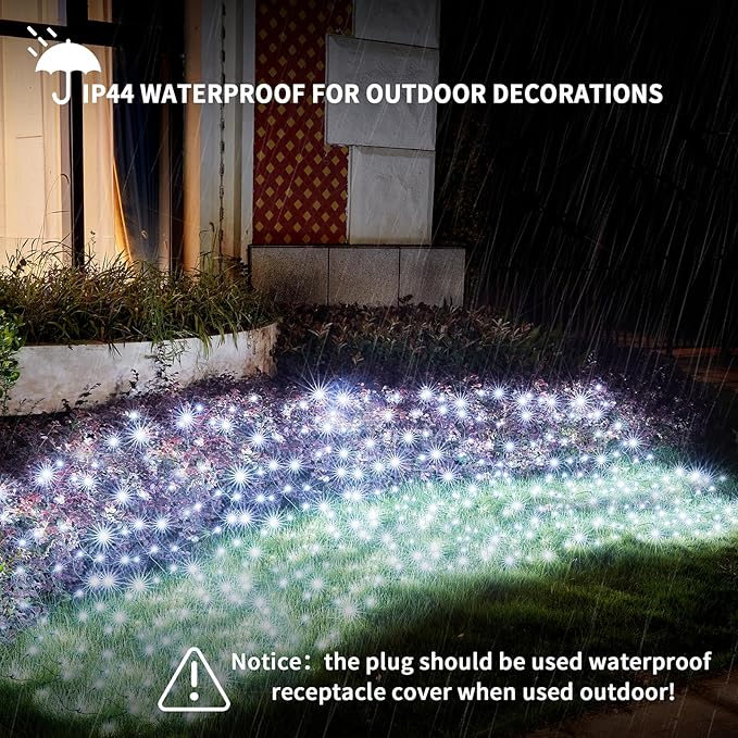Led Christmas Net Lights White Outdoor Christmas Lights 160LED 5ftx7ft, Waterproof Outdoor Indoor Fairy Mesh Net Light for Xmas Party, Yard, Patio, Trees, Shrubs, Bushes Decorations
