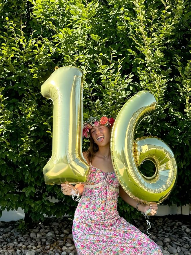 2026 Champagne Gold 40 Inch Mylar Foil Number 6 Balloon, Birthday Balloons for 6 16 Boy Girl Party Decorations Supplies,Light Gold Big Helium Balloon Numbers for 26 36 46 60 Men Women Anniversary