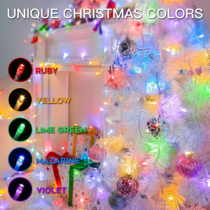 suddus Connectable Christmas Lights with Remote, Multicolor String Lights with Timer, 33ft 100 Led Fairy Lights Plug in for Xmas Tree, Bedroom, Yard, Garden, Party, Indoor, Outdoor Decorations