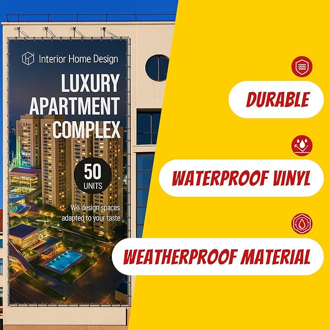 Custom Vinyl Banner with 150+ Sizes – Personalized Outdoor or Indoor Sign – Any Color & Design – Made in USA – Party, Business, Event Use