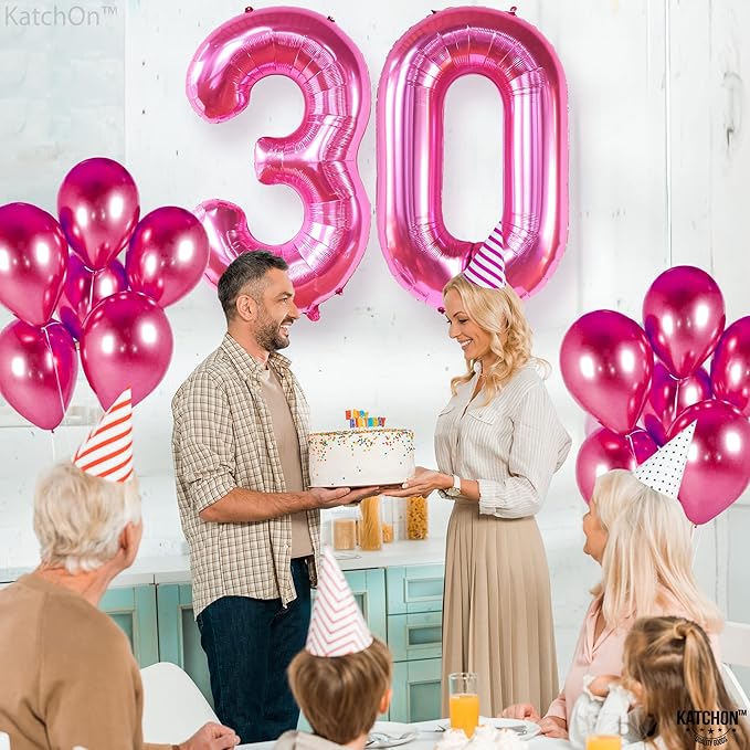 Katchon, Hot Pink 30 Balloon Numbers - Huge, 40 Inch | Foil Balloon for 30th Birthday Decorations for Women, Girls | Pink 30 balloon For Happy Anniversary Decorations