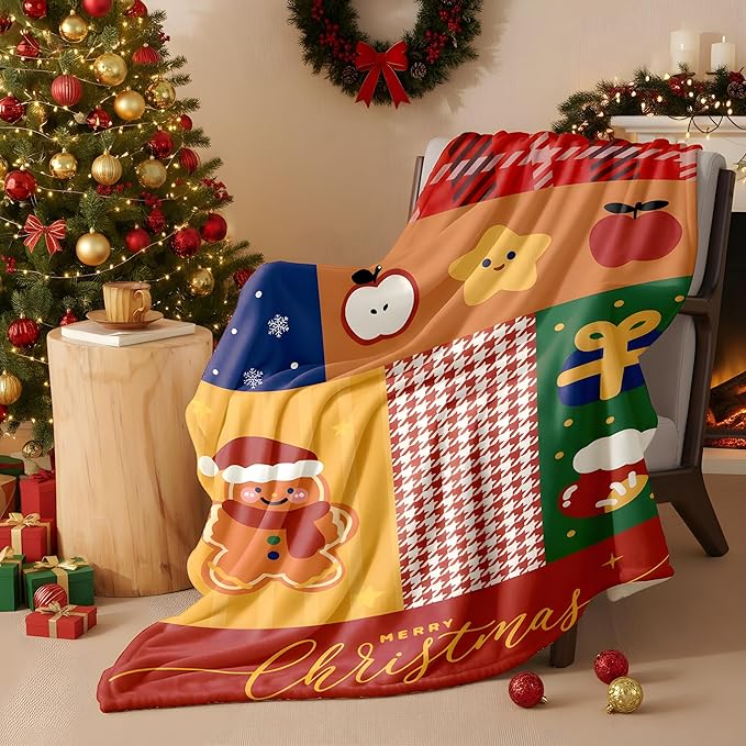 Christmas Fleece Throw Blanket – 300GSM Soft and Cozy Holiday Blanket for Sofa, Bed, Couch – Xmas Decorative Flannel Blanket, W50 x L70in