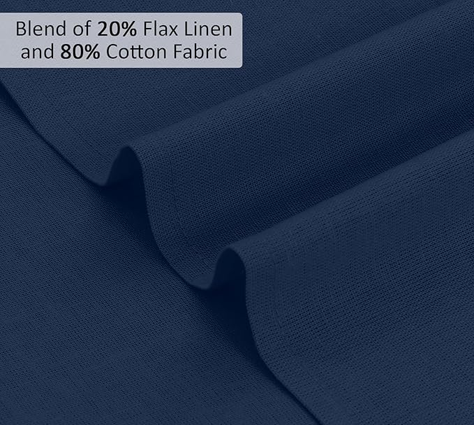Ruvanti Linen Napkins Set of 6, 18x18 Cloth Napkins, Cotton Linen Blend Napkins Cloth Washable, Soft, Reusable Dinner Napkins for Wedding, Parties, Christmas, Thanksgiving, Everyday Use - Navy