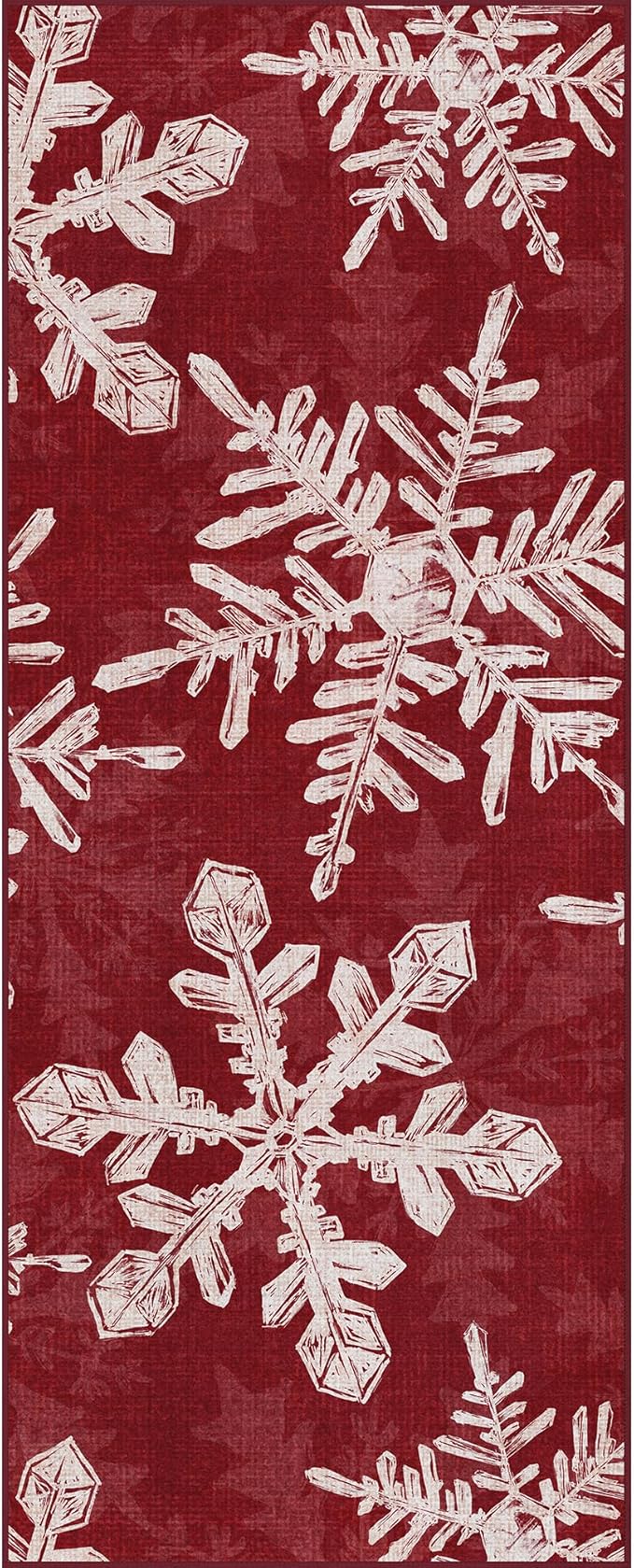 Christmas Runner Rug 2x6 Washable Rug for Hallway Kitchen Bedroom, Christmas Home Decor, Holiday Print Carpet, Low Pile Mat with Non Slip Backing, Snowflake