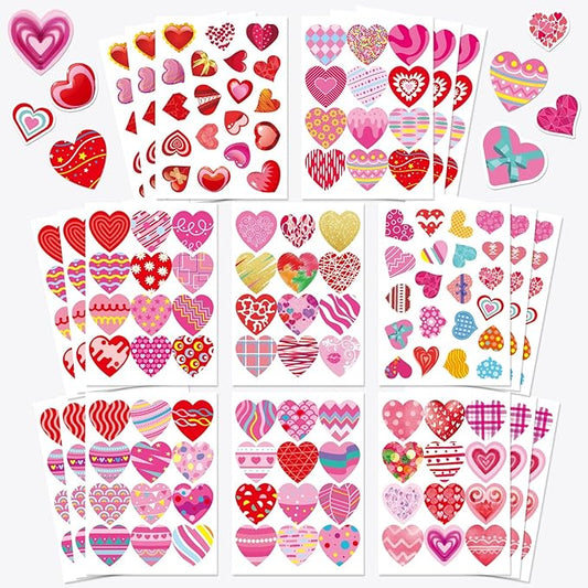 336 PCS Heart Stickers, Valentine Stickers for Kids Colorful Heart Stickers Valentine's Day Gift Stickers for Box Envelope Wedding Love Decorative Stickers Valentine's Day Craft Party Supplies