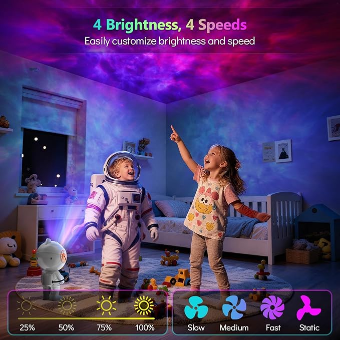 Rossetta Astronaut Galaxy Projector, Star Projector for Kids with Remote Control and Auto Timer, Night Light Projector for Bedroom, Living Room, Christmas, Birthday