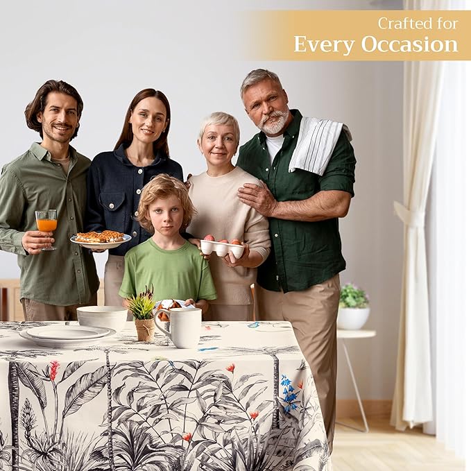 Maison d' Hermine Table Cloth Rectangle Table 100% Cotton 60 x 120 Inches Fall Tablecloth Reusable Everyday Use for Thanksgiving Christmas Decorations Dining Farmhouse Party (Amazonia)