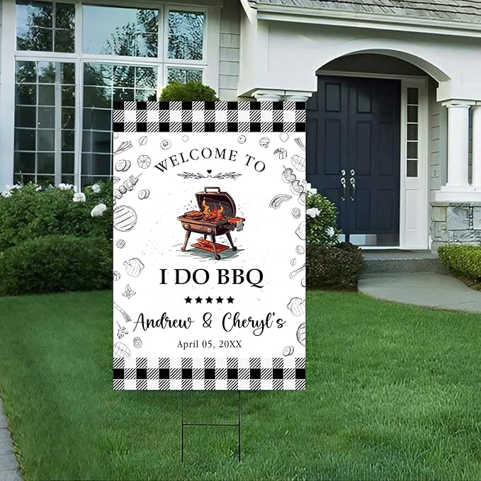Personalized I Do BBQ Wedding Engagement Party Yard Sign, I Do BBQ Sign, I Do Barbeque Sign, Welcome Sign For BBQ Rehearsal Dinner, BBQ Signs For Outside, I Do BBQ Decorations