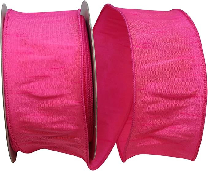 Reliant Ribbon 92975W-175-40H Dupioni Supreme Wired Edge Ribbon, 2-1/2 Inch X 20 Yards, Shocking Pink