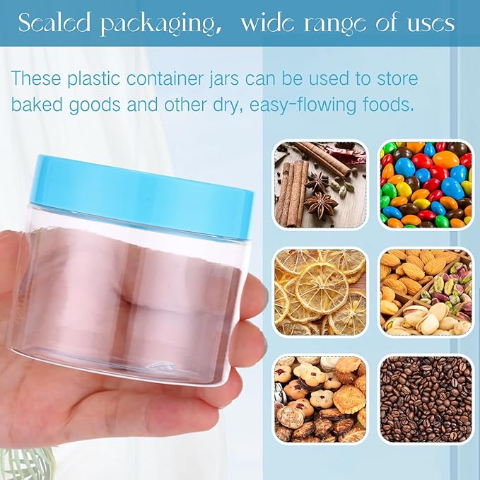 SATINIOR 36 Pieces 2 oz Plastic Jars with Lids Wide Mouth Airtight Reusable Container Acrylic Cosmetic Small Jars for Lotions Ointments Travel Toiletries Creams Make up Storage(Blue)