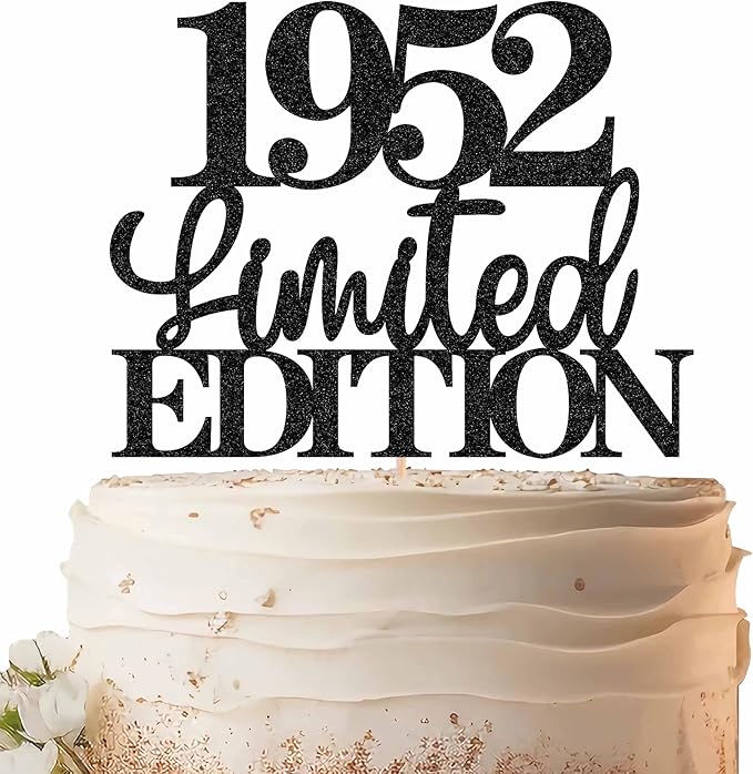 Limited EDITION 1952 Cake Topper - Black Glitter Happy 73rd Birthday Party Cake Decoration Supplies, Cheer to 73 Years Cake Bunting Decor for 73rd Birthday Party Photo Booth Props