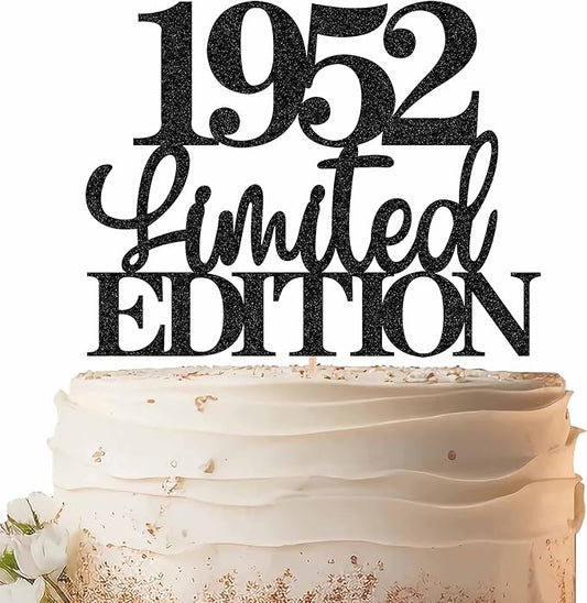 Limited EDITION 1952 Cake Topper - Black Glitter Happy 73rd Birthday Party Cake Decoration Supplies, Cheer to 73 Years Cake Bunting Decor for 73rd Birthday Party Photo Booth Props