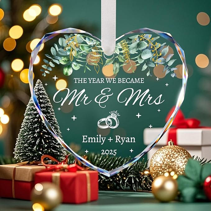 Personalized Wedding Gifts for Couples 2025 - Mr and Mrs Ornament - Bridal Shower Gifts, Wedding Gift for Bride, Newly Wed, Future Mr Mrs - Just Married Decorations Acrylic Ornaments
