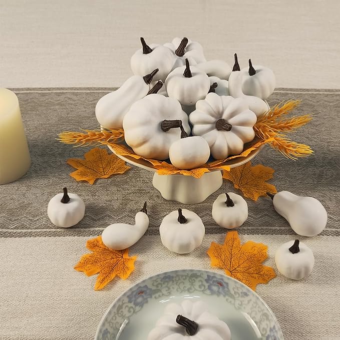 Fake Pumpkin Decor Set,Mini Fake Pumpkin Decor,Fall Harvest Decorations,Halloween Thanksgiving Decor and Table Centerpieces (Style 2)