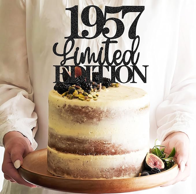 Limited EDITION 1957 Cake Topper - Black Glitter Happy 68th Birthday Party Cake Decoration Supplies, Cheer to 68 Years Cake Bunting Decor for 68th Birthday Party Photo Booth Props