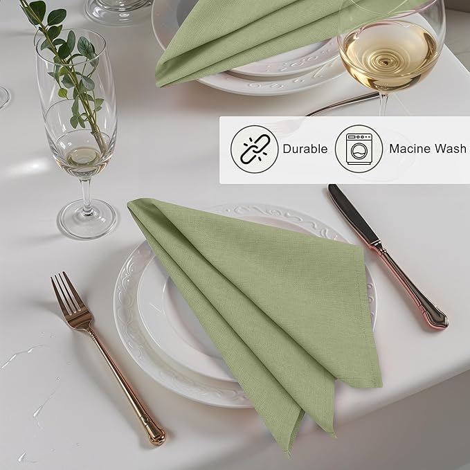 Ruvanti Linen Napkins Set of 6, 18x18 Cloth Napkins, Cotton Linen Blend Napkins Cloth Washable, Soft, Reusable Dinner Napkins for Wedding, Parties, Christmas, Thanksgiving, Everyday Use-MartiniOlive