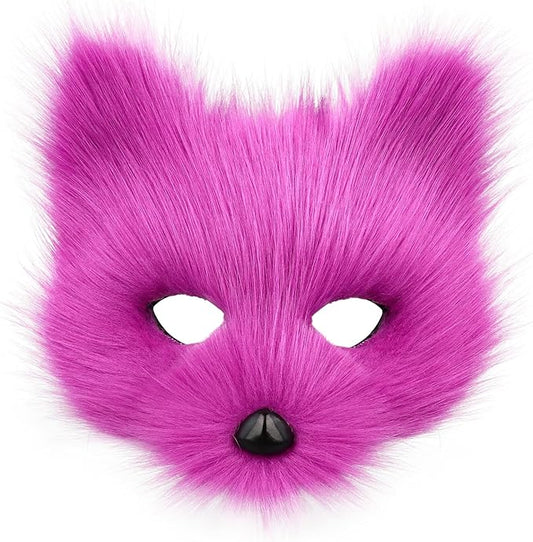 Animal Fox Wolf Mask Halloween Party Cosplay Costumes Props Plush Cat Half Face Masks Carnival Christmas Masquerade