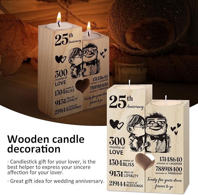 25th Anniversary Wedding Gifts for Couple,25 Years for Wife Husband, Silver Wedding Gifts for Her Him Couples, Decoration