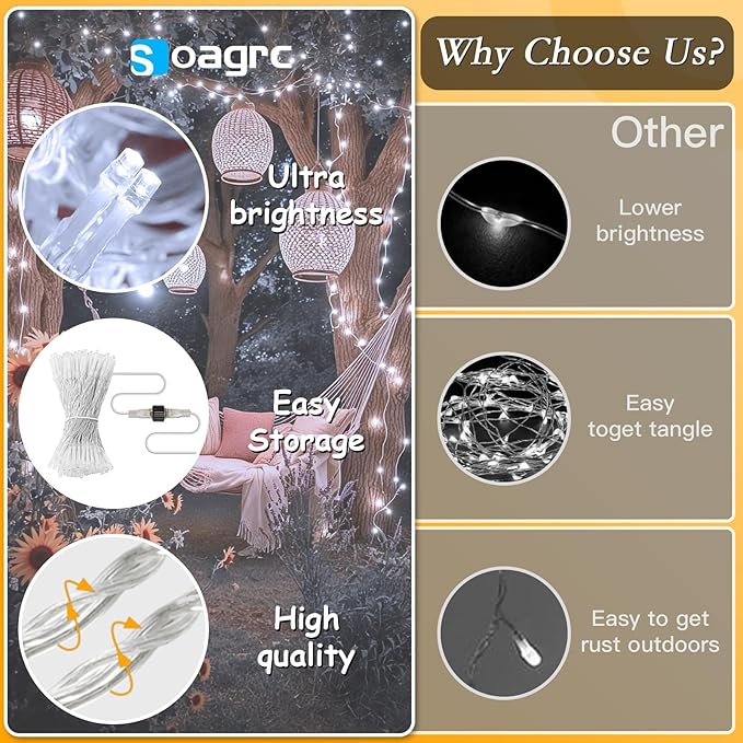 132FT 400 LED Christmas Tree Lights, Bright Cool White Outdoor Christmas String Lights for House, Fairy Lights with 8 Modes, Waterproof & Durable Indoor Outdoor Decor, Timer Included