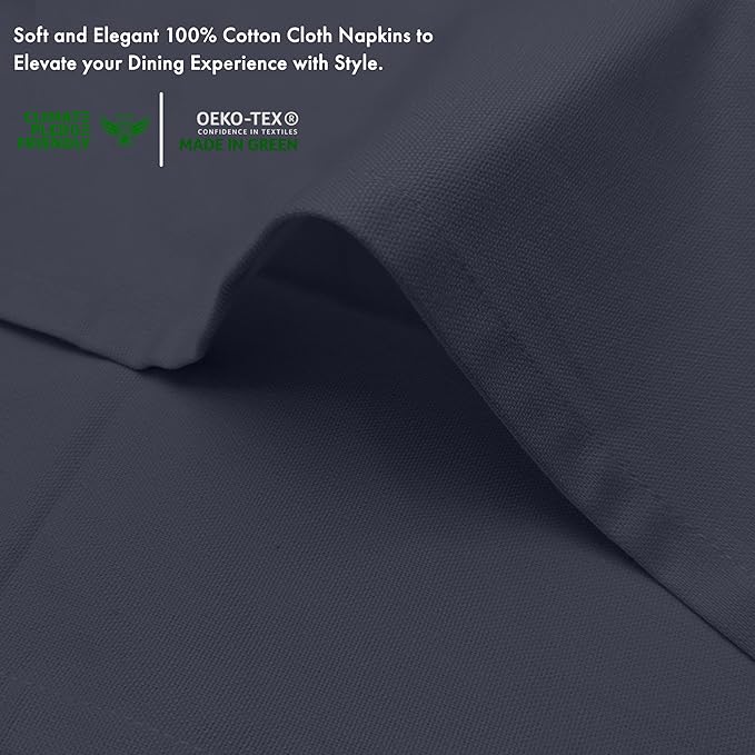 Ruvanti Premium Cloth Napkins Set of 12, 18x18 Inches, 100% Cotton, Washable, Soft & Absorbent, Perfect for Wedding, Christmas, ‎Thanksgiving Dinners - Ombre Blue