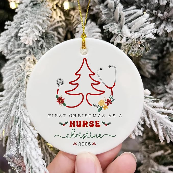 First Christmas As A Nurse Ornament, Nurse Gifts for Women, Christmas Ornaments 2025, Nursing School Graduation Gift, Grad Gifts for Him Her, Graduation Keepsake, Xmas Decorations 2025
