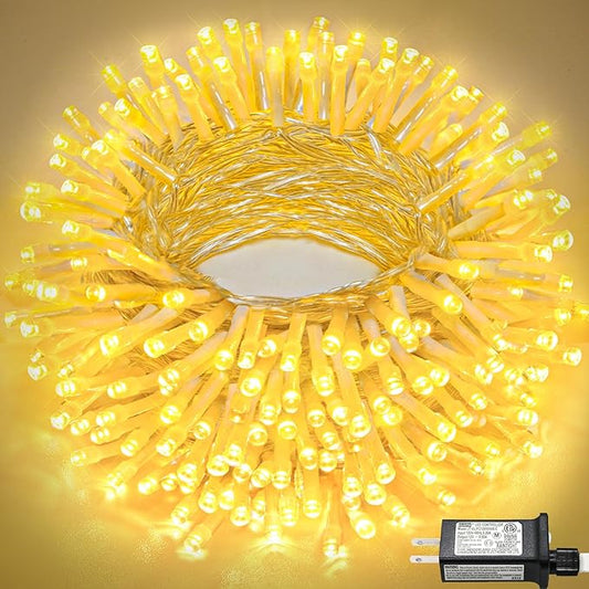 66FT 200 LED Christmas Lights Outdoor, Plug in Christmas String Lights Indoor, Waterproof & 8 Modes & Timer Function, Connectable Fairy Twinkle Light for Bedroom Wedding Garden Decor, Warm White